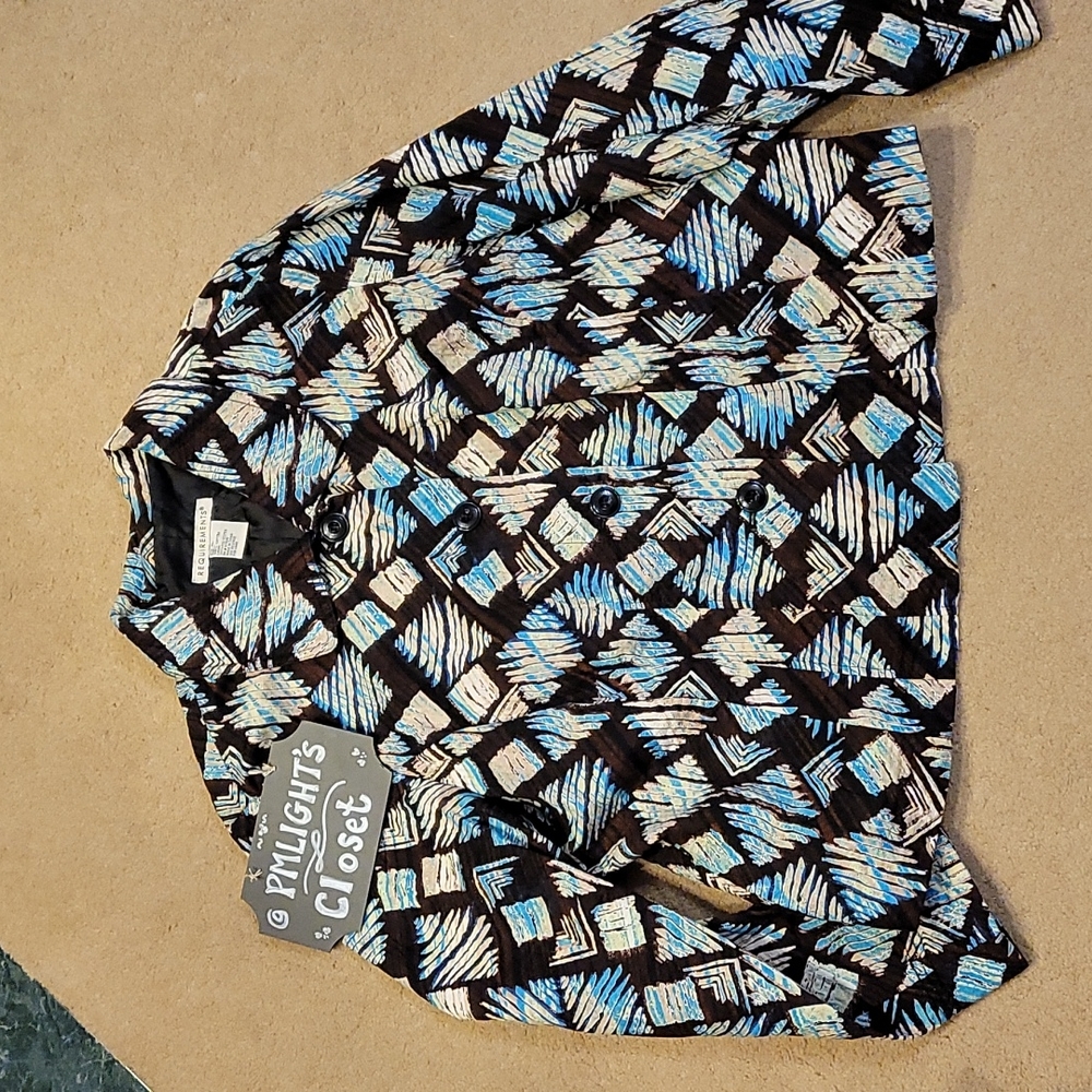 Requirements XL Jacket Button Up Brown Tan Teal